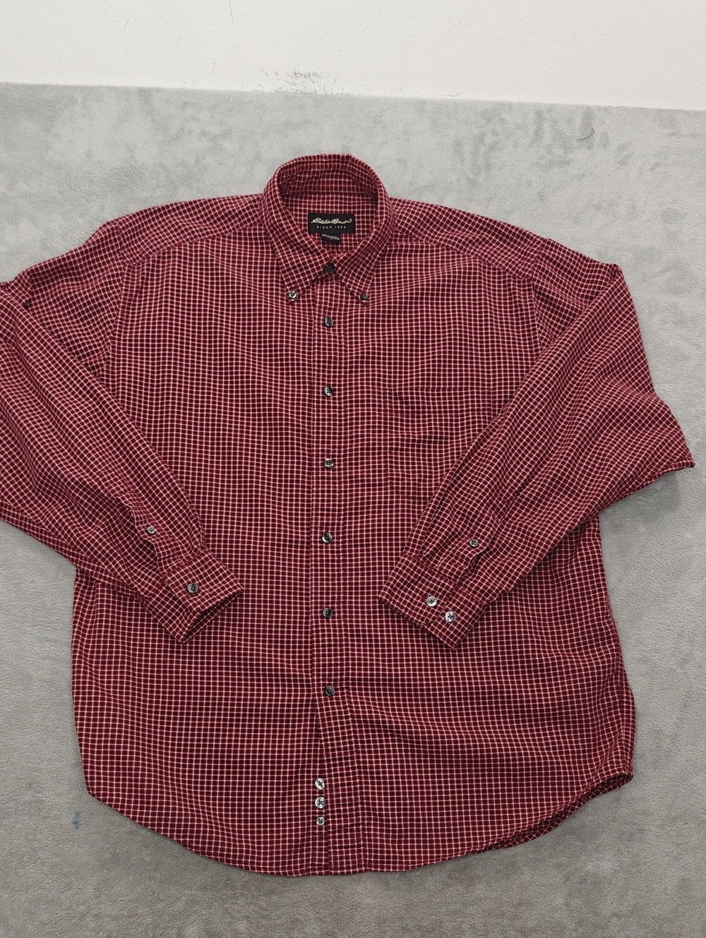 Eddie Bauer Burgundy Check Button-Down Shirt